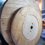 Blat ze szpuli po kablach drewniany blat loftowy industrialny okragly fi. 160 cm