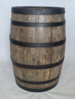 200 litrowa beczka dębowa po whiskey na DESZCZOWKE - OTWARTA - szczotkowana z czarnymi obręczami - obrazek 2