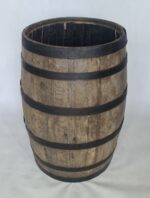 200 litrowa beczka dębowa po whiskey na DESZCZOWKE - OTWARTA - szczotkowana z czarnymi obręczami