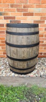 200 litrowa beczka dębowa po whiskey na DESZCZOWKE - OTWARTA - szczotkowana z czarnymi obręczami - obrazek 5