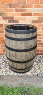 200 litrowa beczka dębowa po whiskey na DESZCZOWKE - OTWARTA - szczotkowana z czarnymi obręczami - obrazek 6