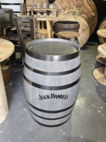 225 litrowa odrestaurowana beczka dębowa po winie - szara z napisami Jack Daniels