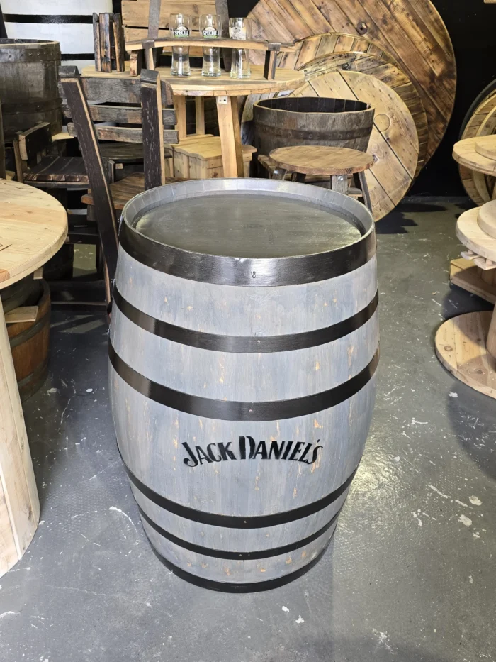 225 litrowa odrestaurowana beczka dębowa po winie - szara z napisami Jack Daniels - obrazek 2