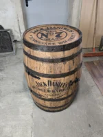 Barek na alkohol z dębowej BECZKI - Jack Daniels szlifowany, opalany i olejowany z lezakami na butelki - obrazek 5