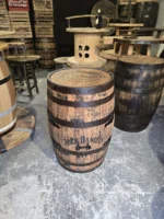 Barek na alkohol wykonany z oryginalnej dębowej 200 litrowej BECZKI po whiskey - Jack Daniels, szlifowany i olejowany z półką - obrazek 6