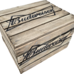 Skrzynka drewniana po owocach jedynka 50x40x30 stolik do leżaków - Budweiser