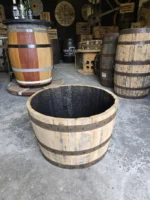 Donica ogrodowa tarasowa drewniana dębowa z beczki po whiskey - szlifowana - obrazek 6