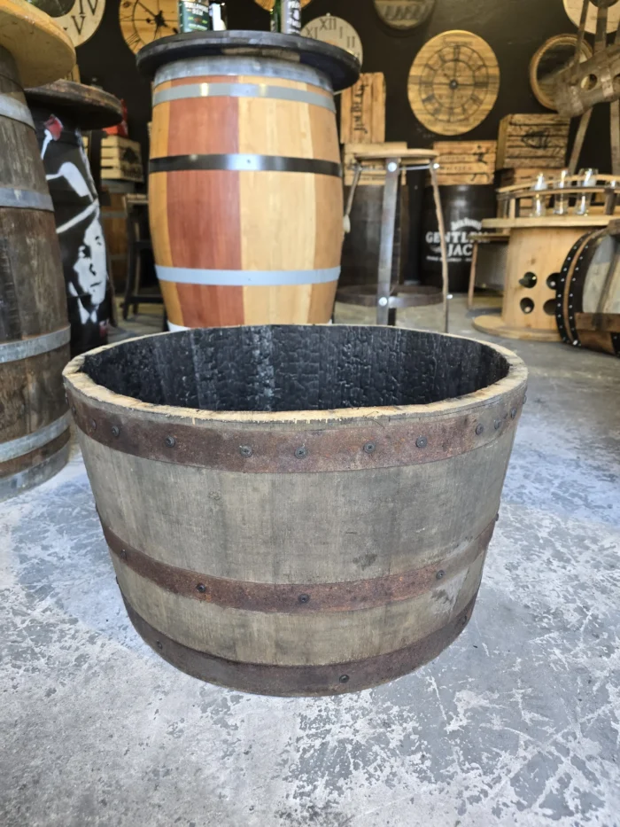 Donica ogrodowa tarasowa drewniana dębowa z beczki po whiskey - szczotkowana - obrazek 4