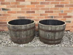 Donica ogrodowa tarasowa drewniana dębowa z beczki po whiskey - szczotkowana - obrazek 2
