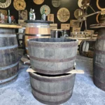 Donica ogrodowa tarasowa drewniana dębowa z beczki po whiskey - szczotkowana