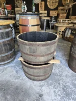 Donica ogrodowa tarasowa drewniana dębowa z beczki po whiskey - szczotkowana - obrazek 3