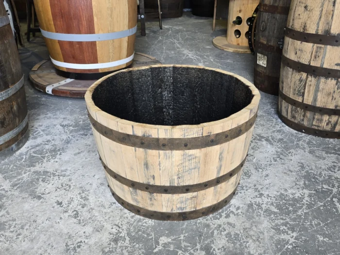 Donica ogrodowa tarasowa drewniana dębowa z beczki po whiskey - szlifowana - obrazek 2