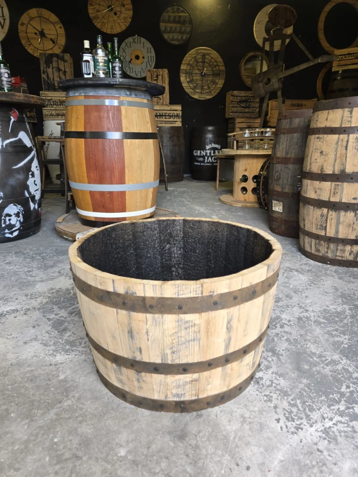 Donica ogrodowa tarasowa drewniana dębowa z beczki po whiskey - szlifowana - obrazek 7