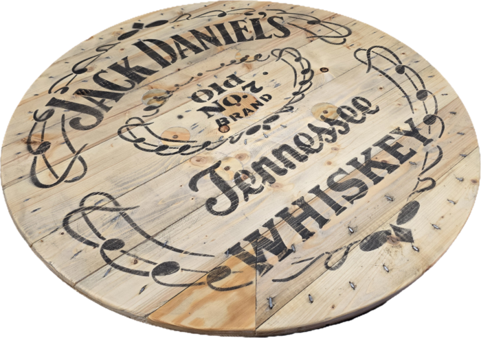 Blat ze szpuli po kablach odrestaurowany w stylu loftowym fi. 90 - Jack Daniels Tennessee WHISKEY - obrazek 2