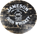 Blat drewniany ze szpuli w stylu loftowym na okrągły stolik kawowy fi. 70 - Jameson - obrazek 3