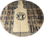 Blat drewniany ze szpuli na loftowy stolik kawowy fi. 60 - Jack Daniels - obrazek 4