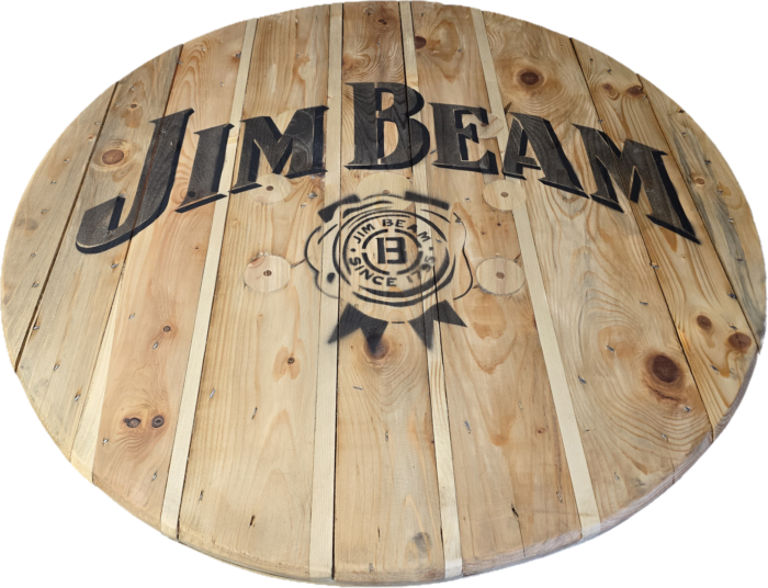 Blat ze szpuli po kablach odrestaurowany w stylu loftowym fi. 100 - Jim Beam - obrazek 3