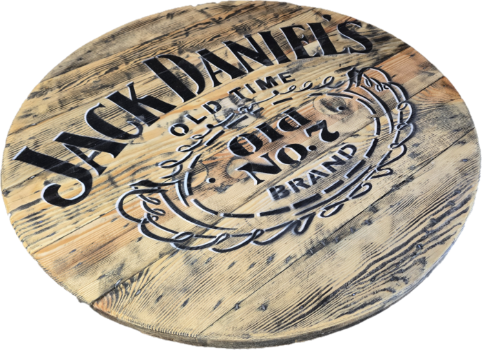 Blat drewniany ze szpuli na stolik kawowy fi. 80 - Jack Daniels old NO. 7 - obrazek 4