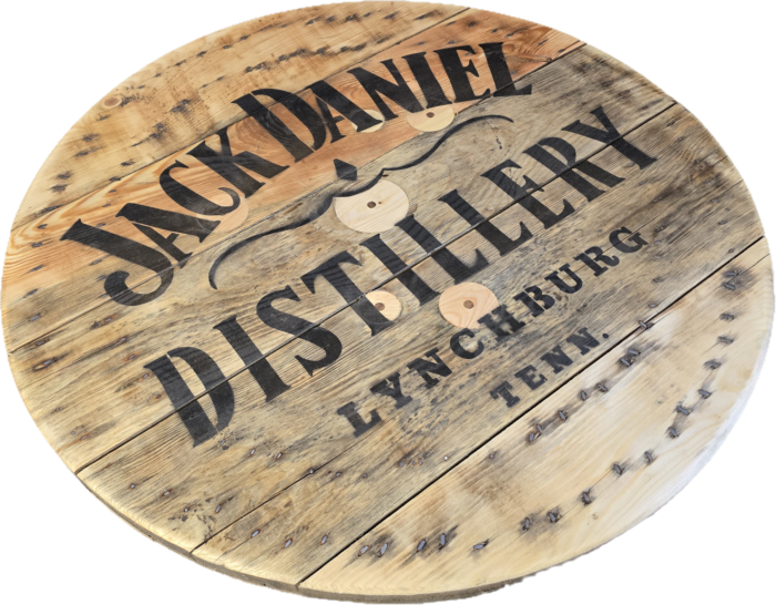 Blat ze szpuli po kablach na gotowo okrągły w stylu loftowym fi. 80 - Jack Daniel Distillery Lynchburg - obrazek 2