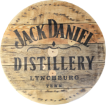 Blat ze szpuli po kablach na gotowo okrągły w stylu loftowym fi. 80 - Jack Daniel Distillery Lynchburg