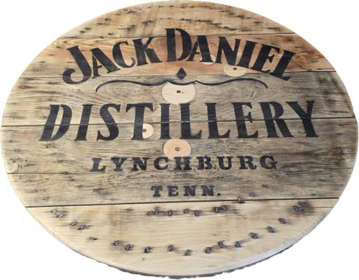 Blat ze szpuli po kablach na gotowo okrągły w stylu loftowym fi. 80 - Jack Daniel Distillery Lynchburg - obrazek 4