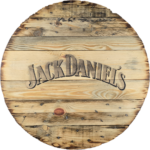 Blat drewniany ze szpuli na loftowy stolik kawowy fi. 60 - Jack Daniels