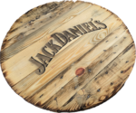 Blat drewniany ze szpuli na loftowy stolik kawowy fi. 60 - Jack Daniels - obrazek 3