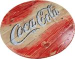 Blat ze szpuli po kablach na gotowo okrągły w stylu loftowym fi. 80 - Coca Cola - obrazek 3