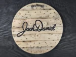Blat drewniany ze szpuli na loftowy stolik kawowy fi. 60 - Jack Daniels - obrazek 5