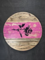 Blat ze szpuli po kablach drewniany okrągły stolik kawowy fi. 73 cm - Róża - obrazek 5