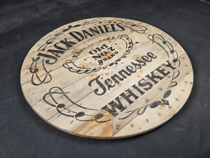 Blat ze szpuli po kablach odrestaurowany w stylu loftowym fi. 90 - Jack Daniels Tennessee WHISKEY - obrazek 4