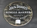 Blat ze szpuli po kablach odrestaurowany w stylu loftowym fi. 90 ciemny z napisami Jack Daniels - obrazek 4