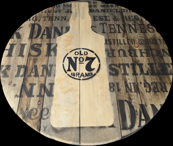 Blat drewniany ze szpuli na loftowy stolik kawowy fi. 60 - Jack Daniels - obrazek 7