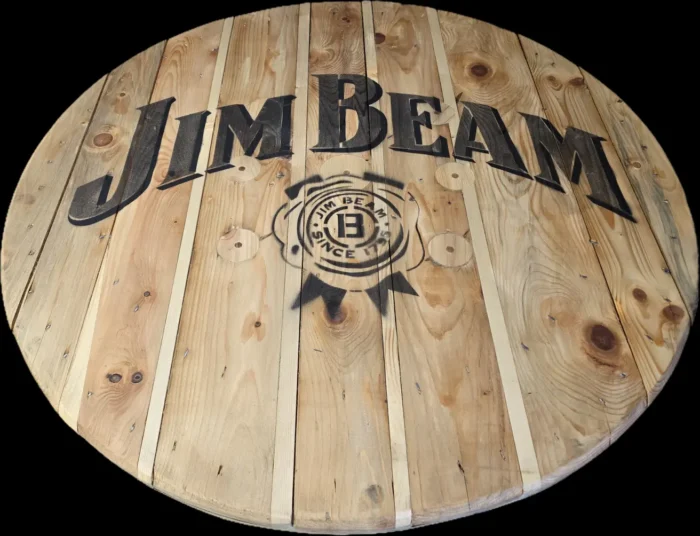 Blat ze szpuli po kablach odrestaurowany w stylu loftowym fi. 100 - Jim Beam - obrazek 7