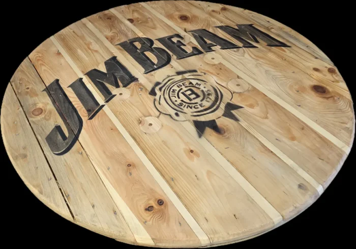 Blat ze szpuli po kablach odrestaurowany w stylu loftowym fi. 100 - Jim Beam - obrazek 6