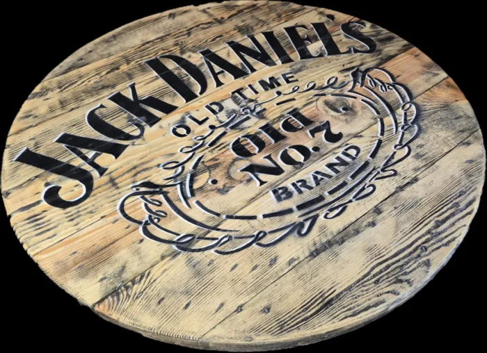 Blat drewniany ze szpuli na stolik kawowy fi. 80 - Jack Daniels old NO. 7 - obrazek 7