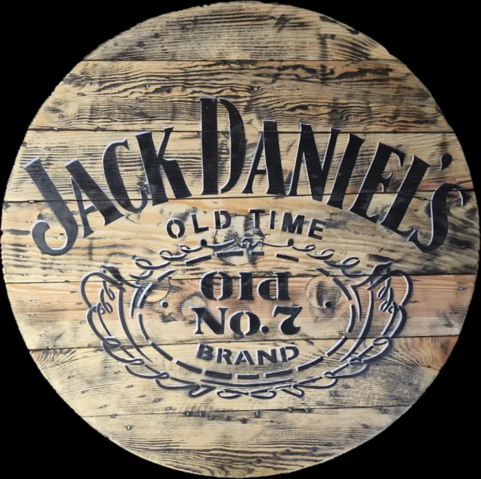 Blat drewniany ze szpuli na stolik kawowy fi. 80 - Jack Daniels old NO. 7 - obrazek 6