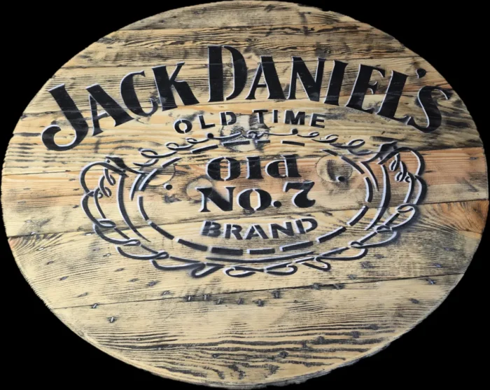 Blat drewniany ze szpuli na stolik kawowy fi. 80 - Jack Daniels old NO. 7 - obrazek 5