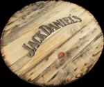 Blat drewniany ze szpuli na loftowy stolik kawowy fi. 60 - Jack Daniels - obrazek 4