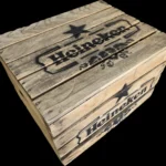 Skrzynka drewniana po owocach jedynka 50x40x30 stolik do leżaków - Heineken
